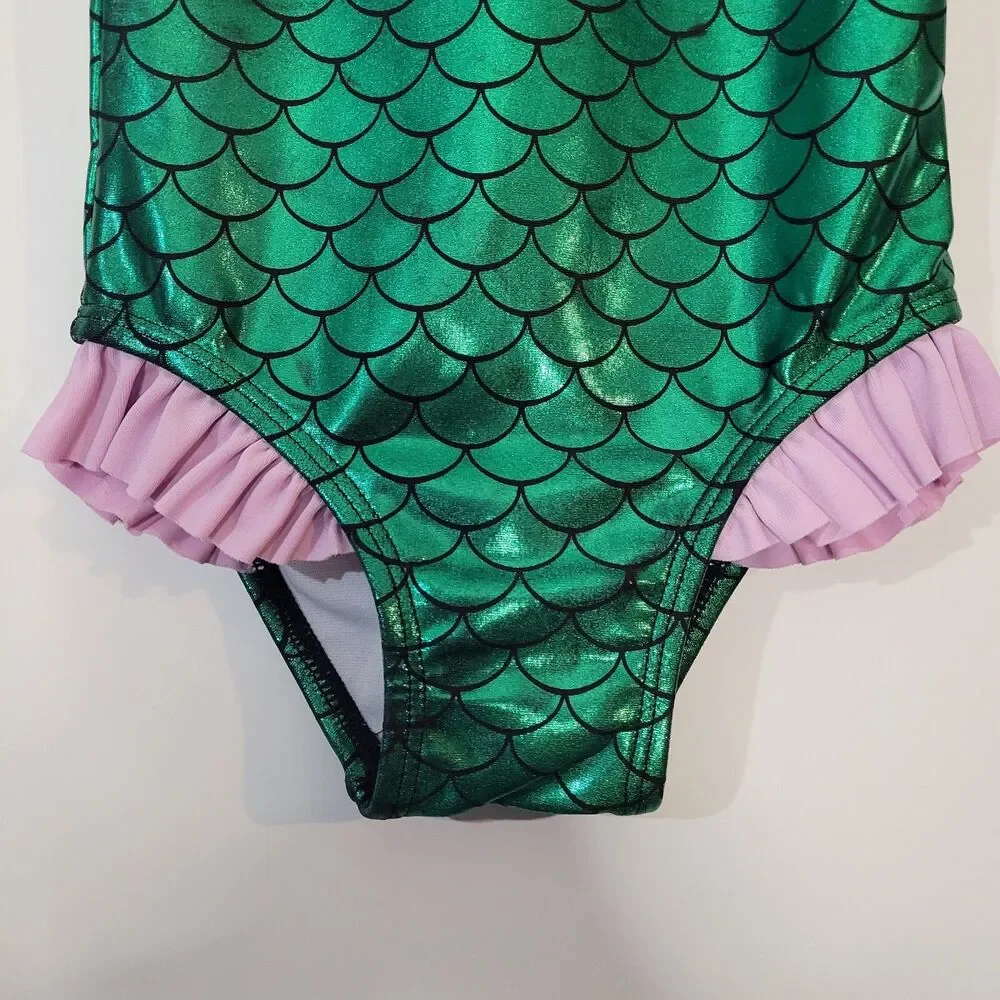 oshkosh baby girl mermaid‎ swimsuit pink and green size 12 months